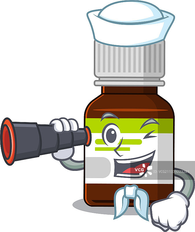 卡通水手抗生素瓶插画图片素材