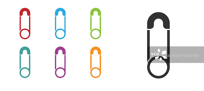 黑色经典闭合钢制安全别针图标图片素材