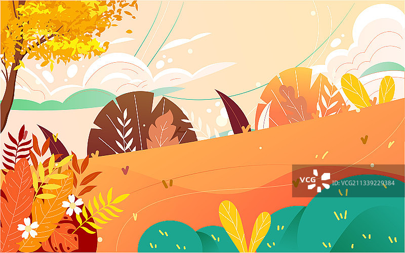 重阳节海报秋天登高望远秋游户外背景插画图片素材