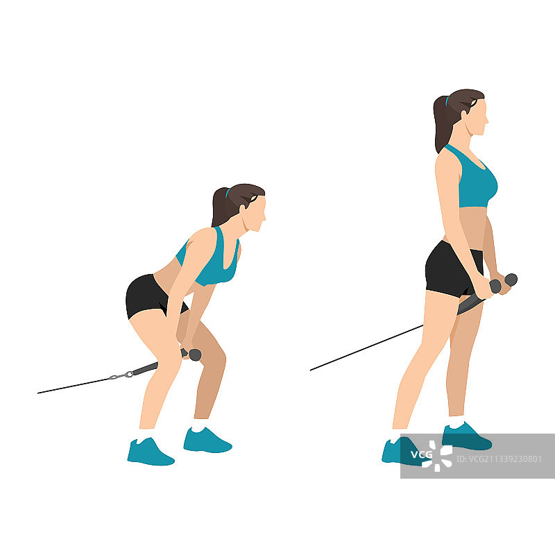 正在做绳索下拉运动的女人图片素材