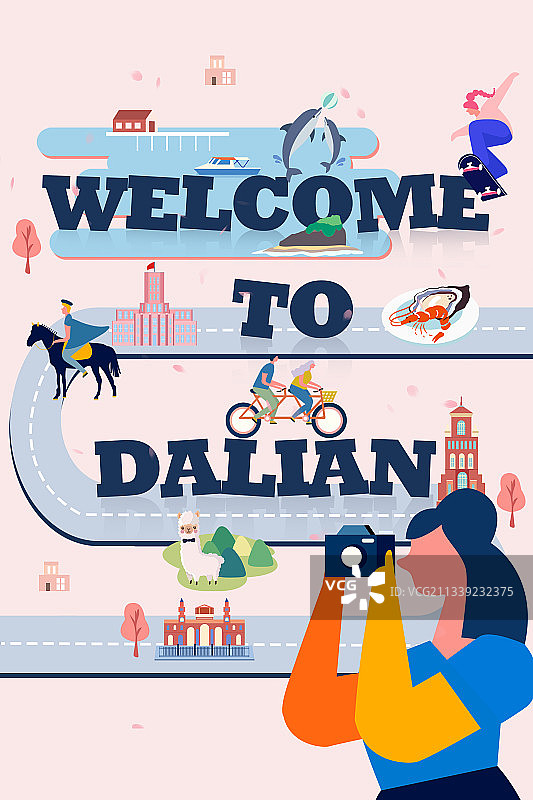 手绘地图——梦想城市大连图片素材