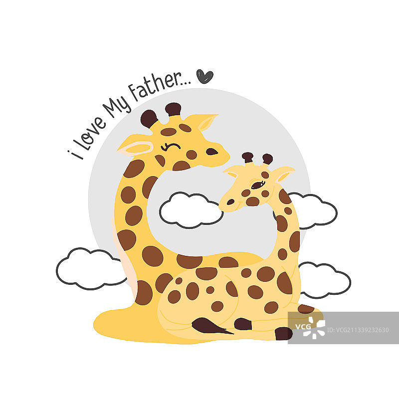 长颈鹿父亲亲吻小长颈鹿图片素材