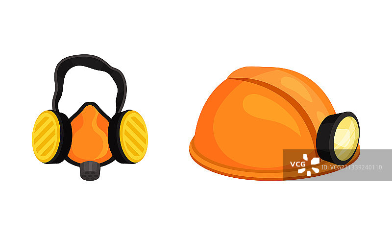 带安全帽的采矿安全设备图片素材