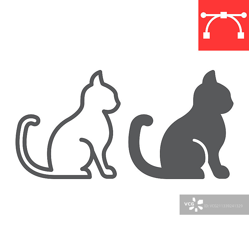 宠物猫线条和图标图片素材
