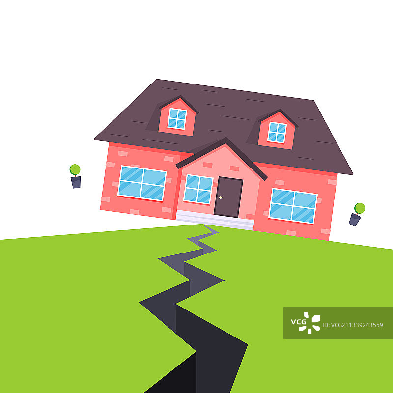 房屋地震保险概念（扁平风格）图片素材