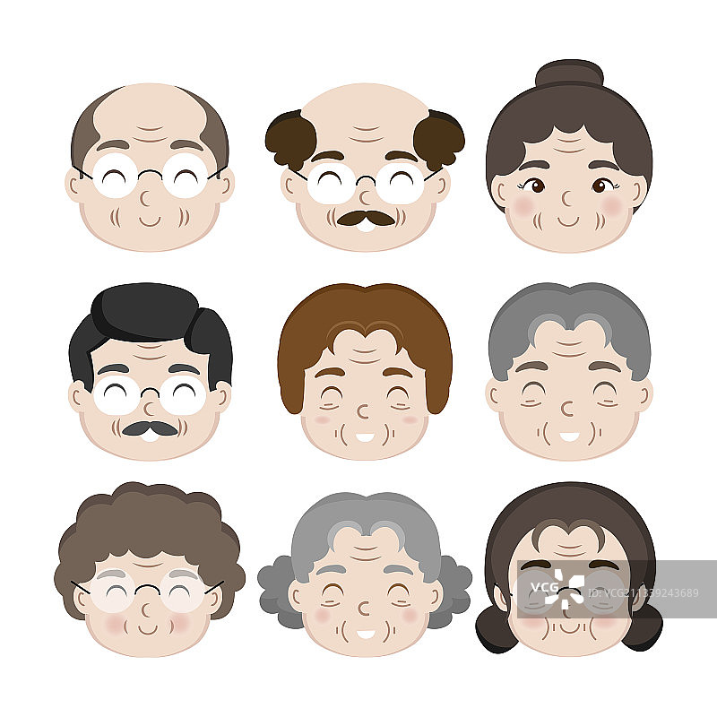 卡通老年人头像合集图片素材