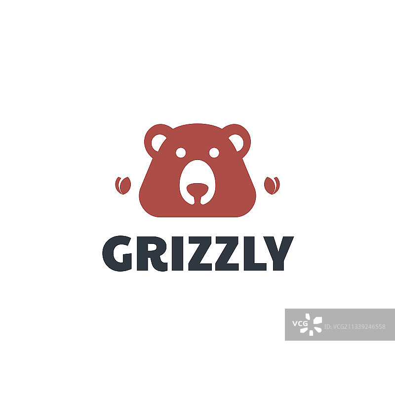 灰熊简约吉祥物风格标志图片素材