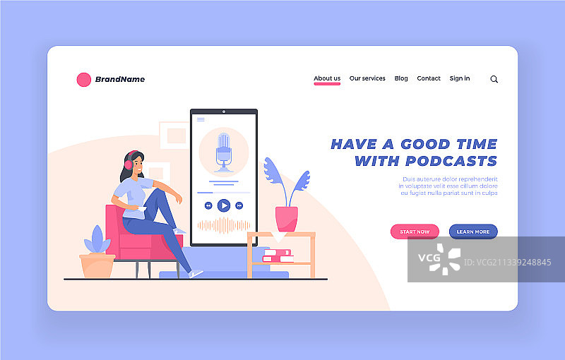 播客概念落地页或海报模板图片素材