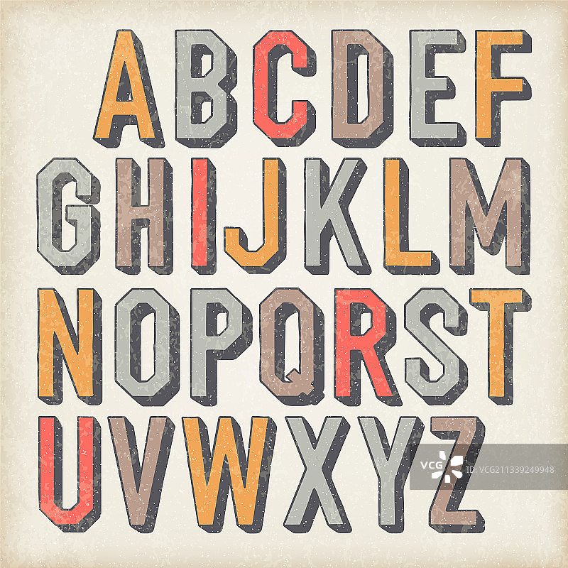 彩色阴影复古字母装饰字母图片素材