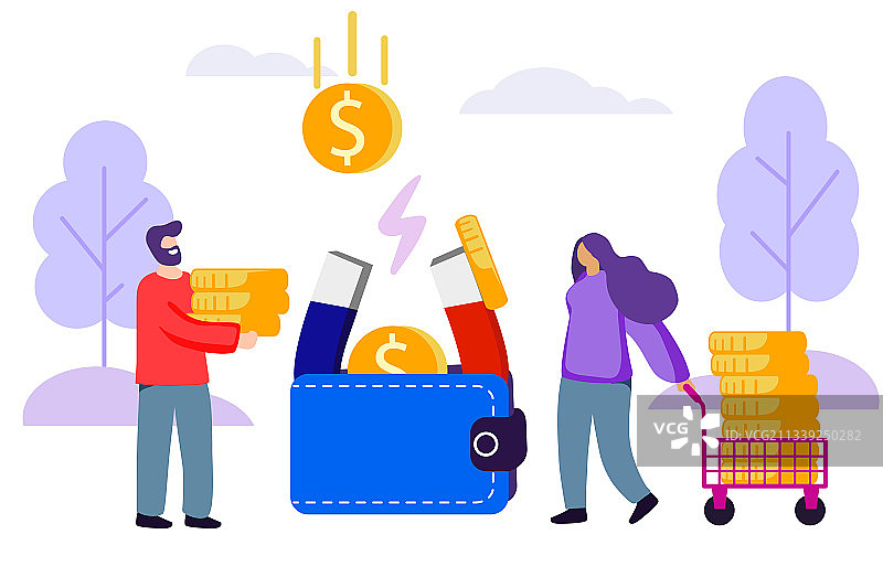 装硬币的扁平风钱包图片素材