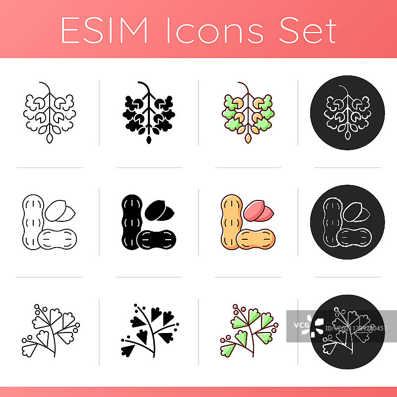 季节性过敏原图标集图片素材