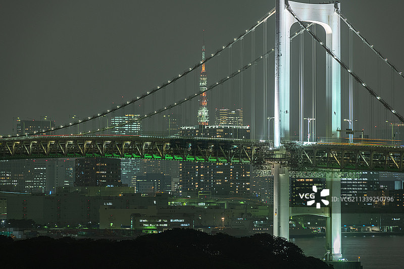 东京彩虹大桥夜景图片素材