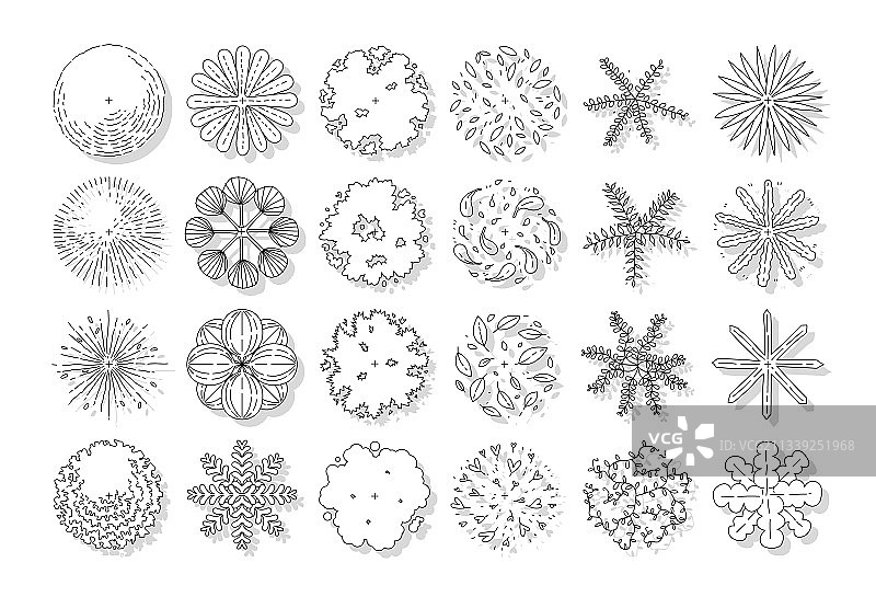 手绘树木顶视图图片素材
