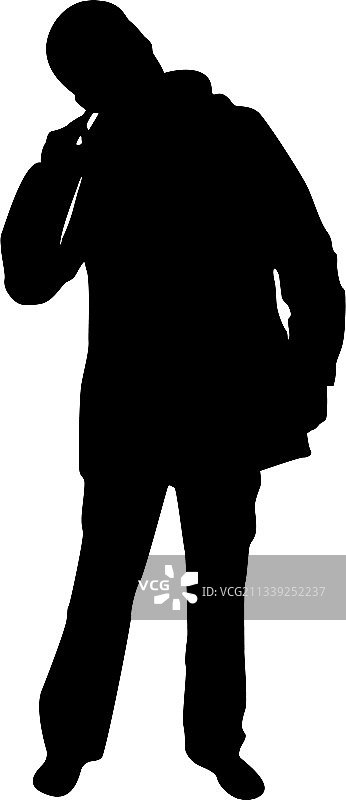 男人用手指掏耳朵剪影图片素材