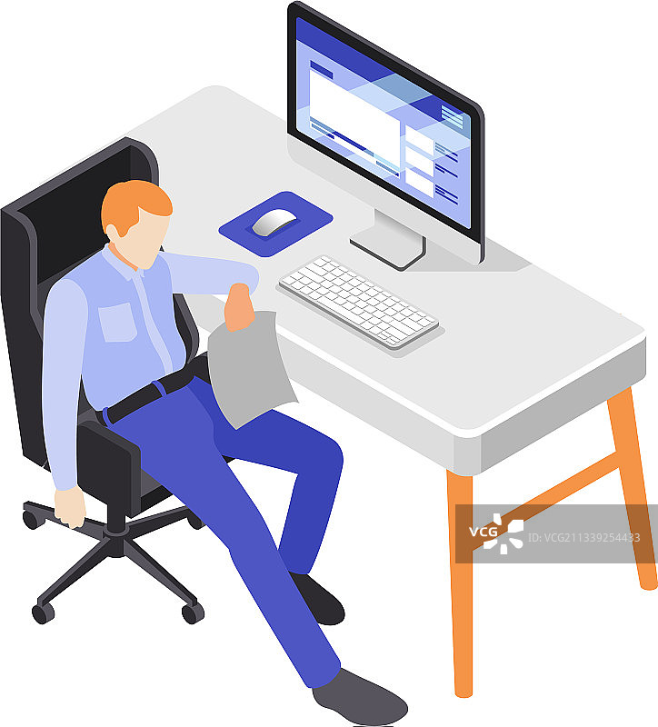 分心的员工倦怠构图图片素材