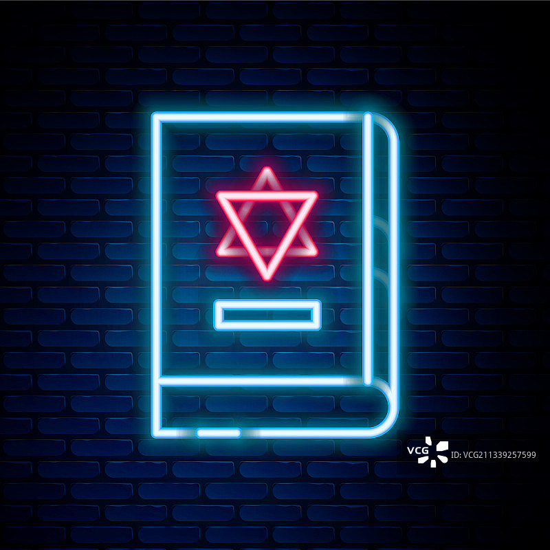 发光霓虹灯线条犹太教妥拉经书图标图片素材