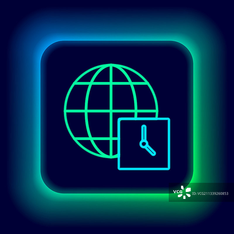 发光霓虹世界时间图标图片素材
