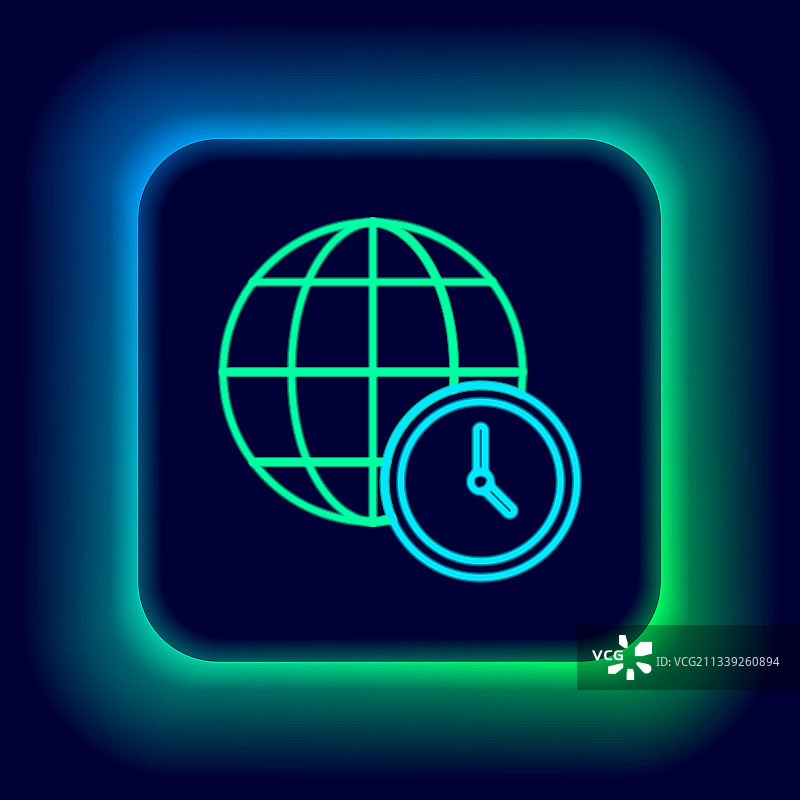 发光霓虹世界时间图标图片素材