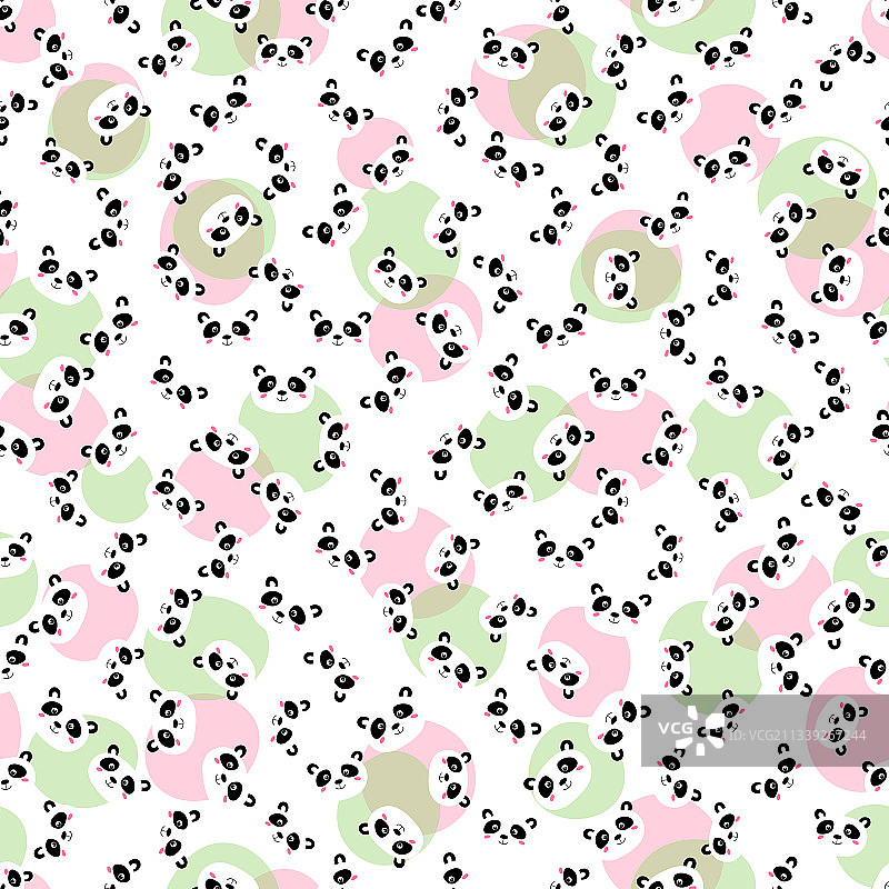 白色背景的可爱熊猫宝宝无缝图案图片素材