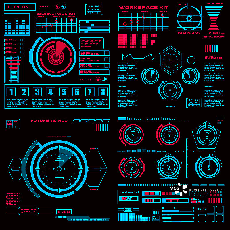 未来的蓝色虚拟图形触摸用户图片素材