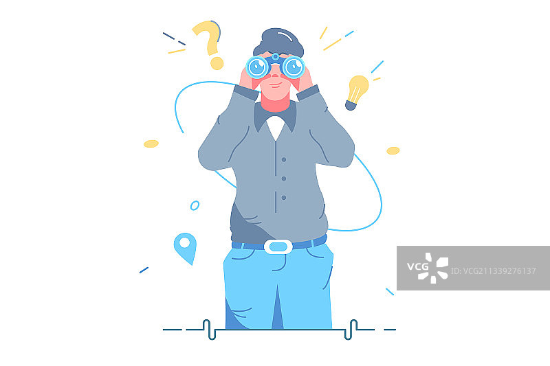 男人使用双筒望远镜图片素材