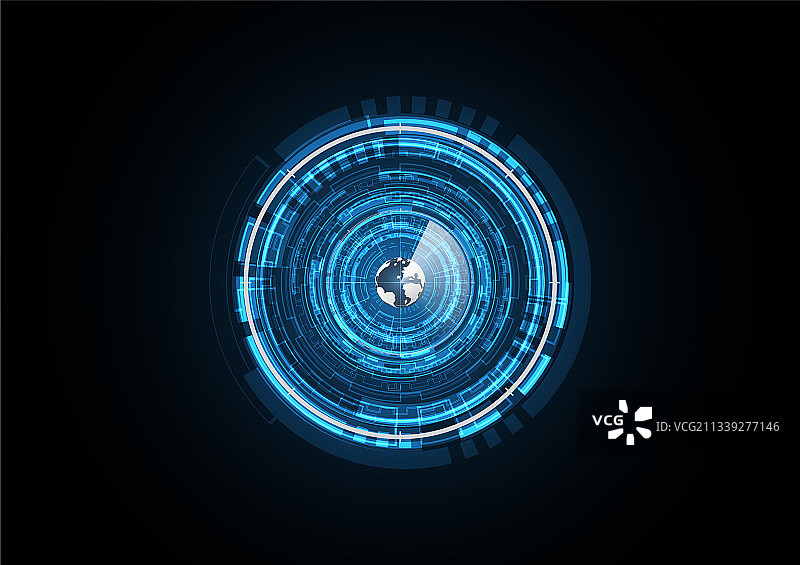 科技抽象未来地球雷达圆环图片素材