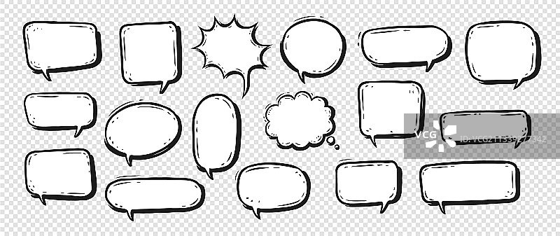 手绘对话气泡和思考气泡图片素材