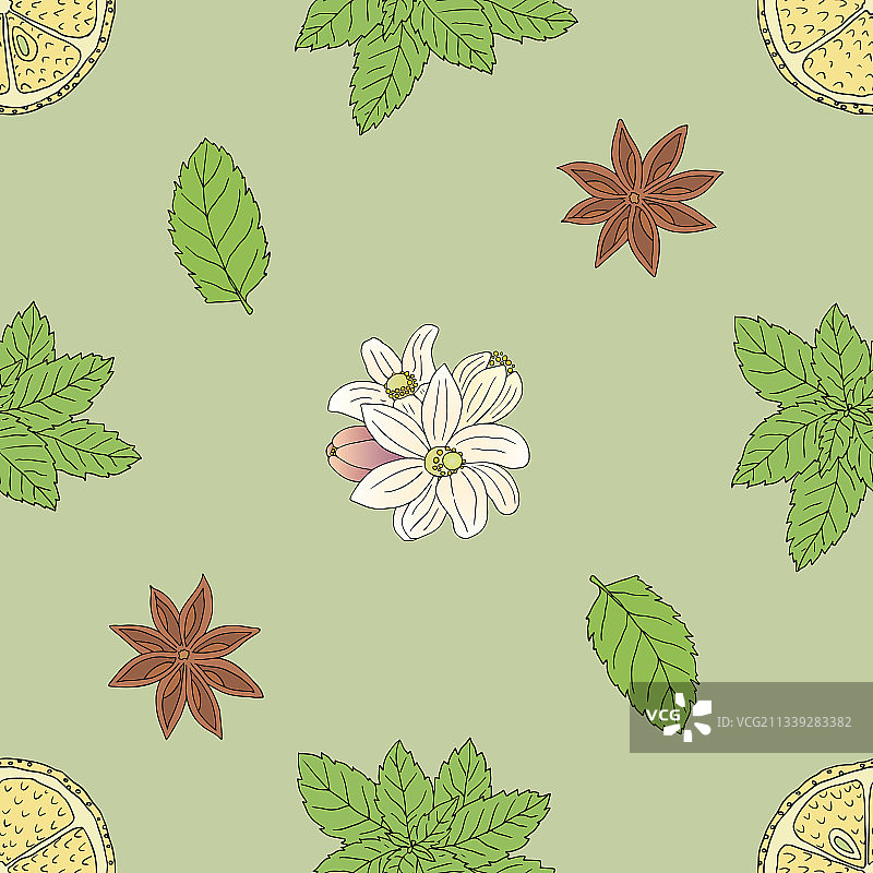 茶叶系列02图形无缝图案图片素材