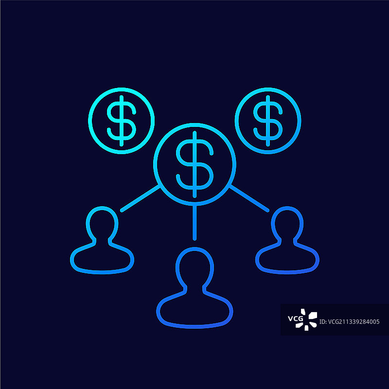 深色背景上的劳动力成本线条图标图片素材