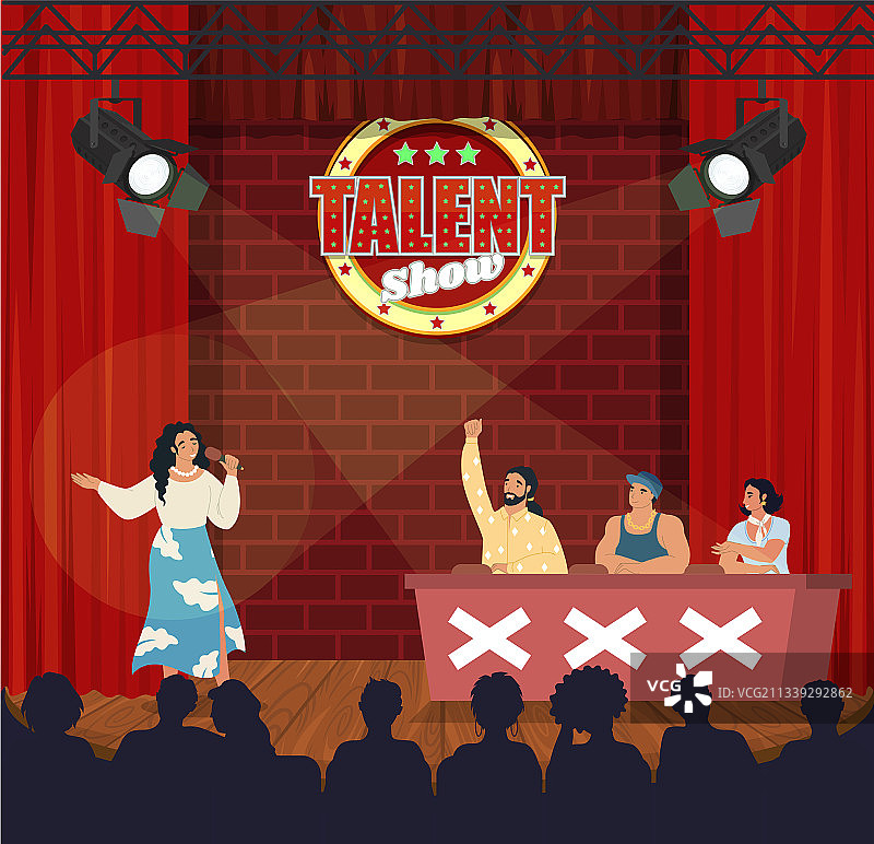 电视才艺表演歌手在舞台前唱歌图片素材