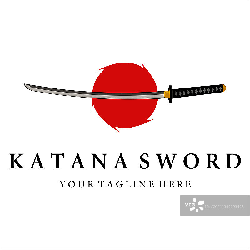 武士刀剑复古现代日式标志设计图片素材