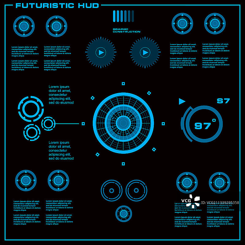 未来的蓝色虚拟图形触摸用户图片素材