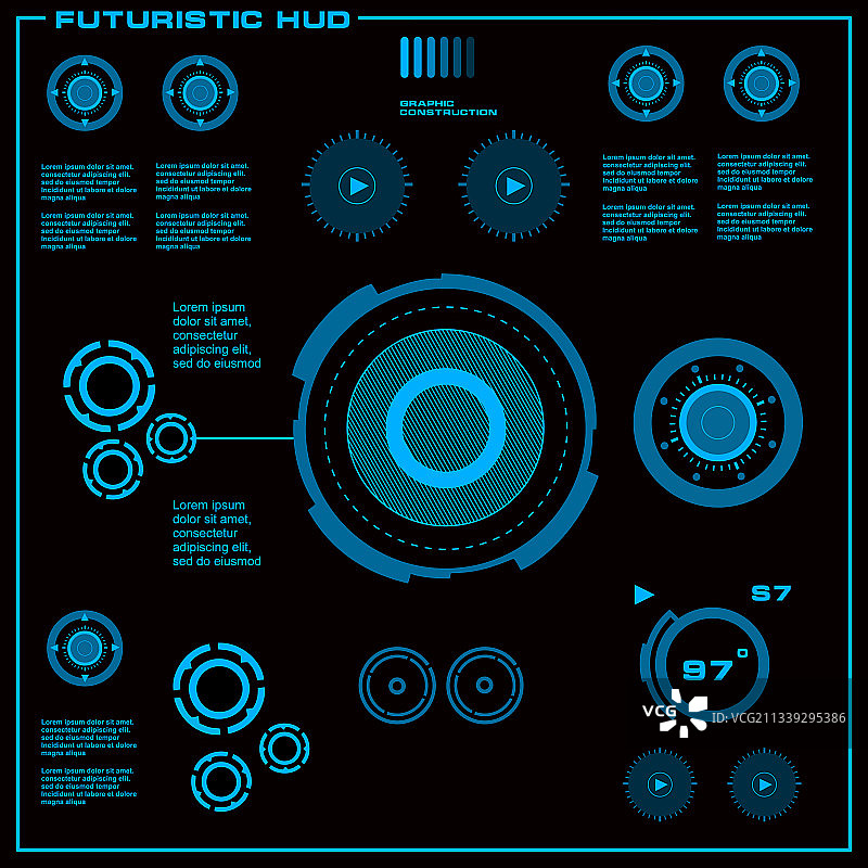 未来的蓝色虚拟图形触摸用户图片素材