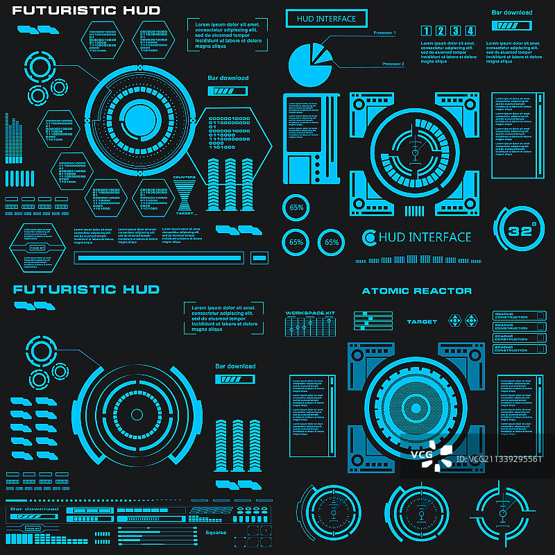 未来的蓝色虚拟图形触摸用户图片素材