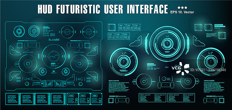 HUD未来绿色用户界面仪表板图片素材