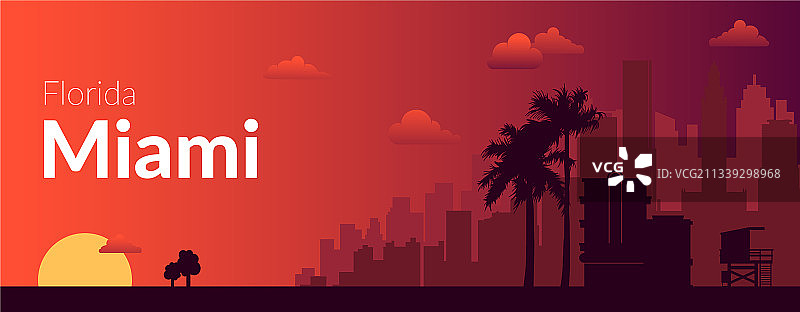 美国迈阿密著名城市景观背景图片素材