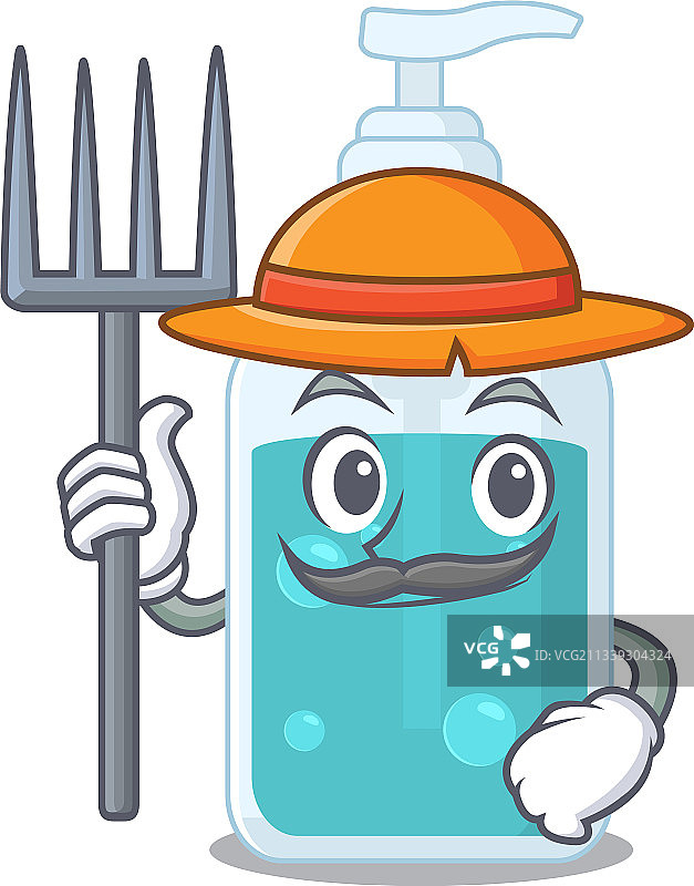 农民造型的洗手液吉祥物设计图片素材