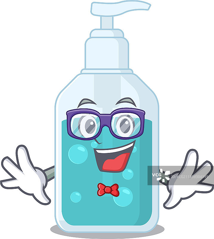 卡通书呆子佩戴洗手液图片素材