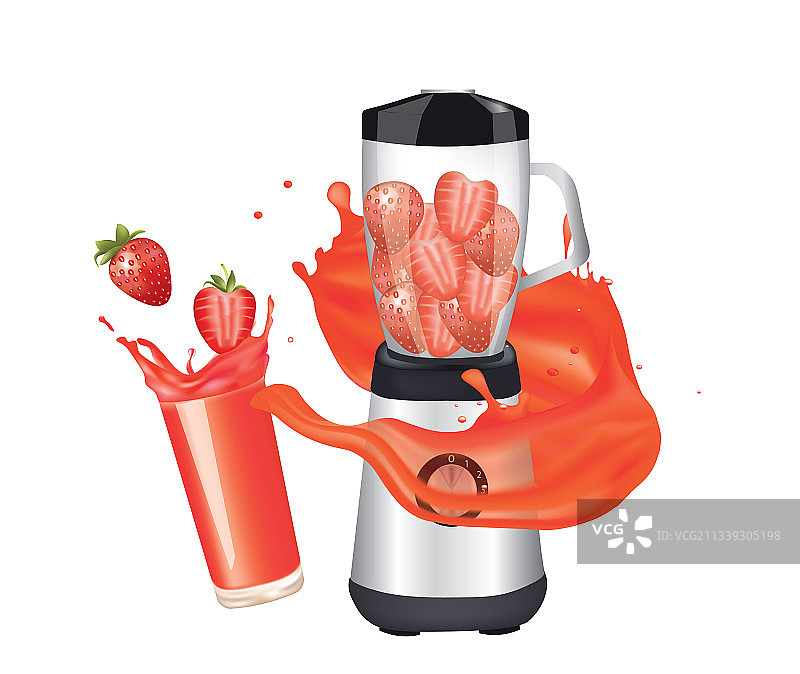 用厨房搅拌机制作草莓汁图片素材