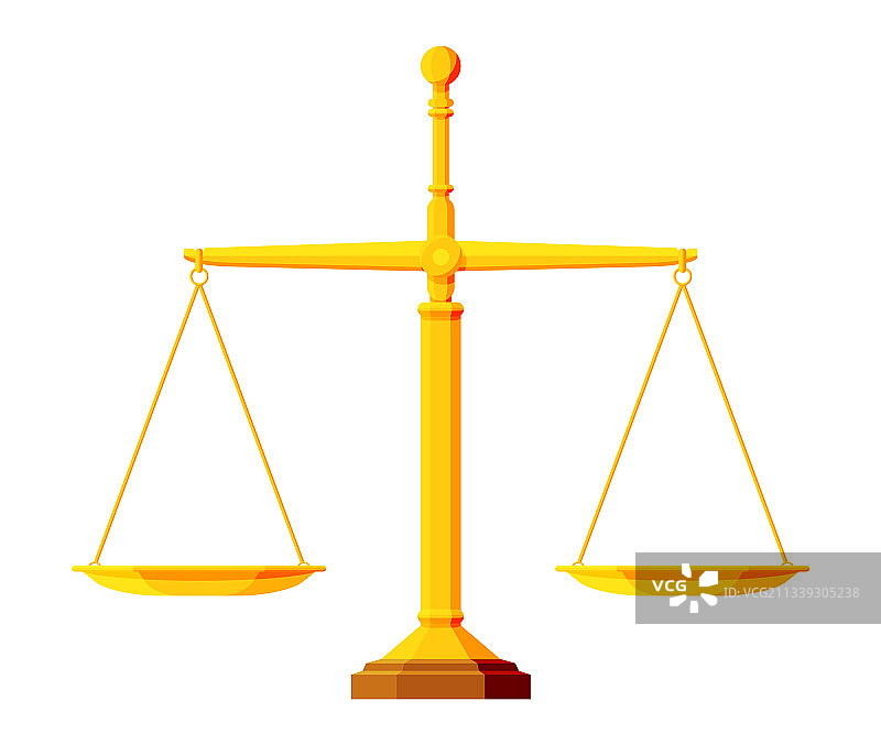 白色背景上的金色天平图片素材