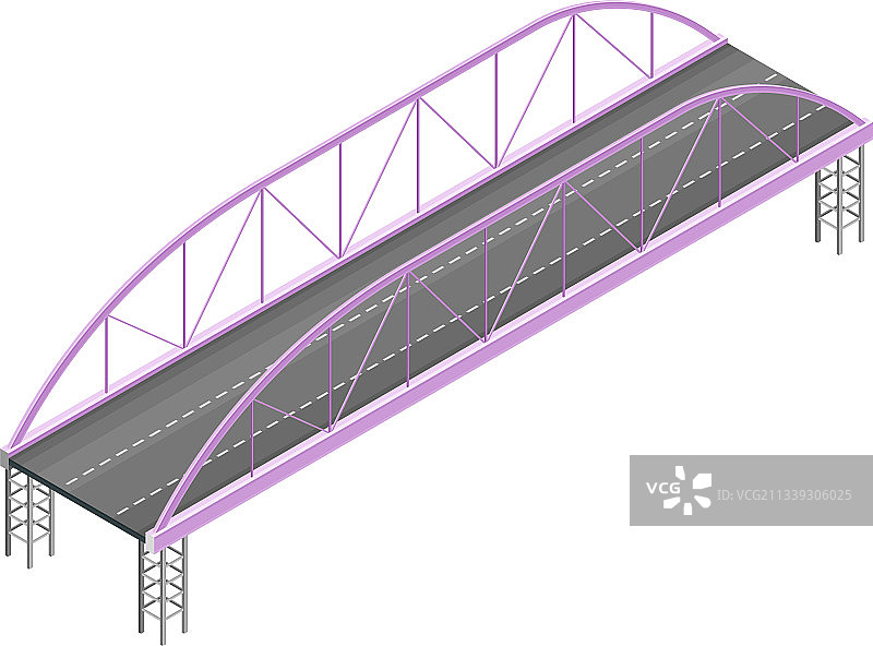 带有金属系杆的笔直沥青桥图片素材
