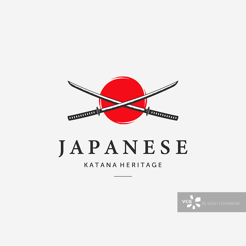 太阳武士刀忍者复古logo设计图片素材