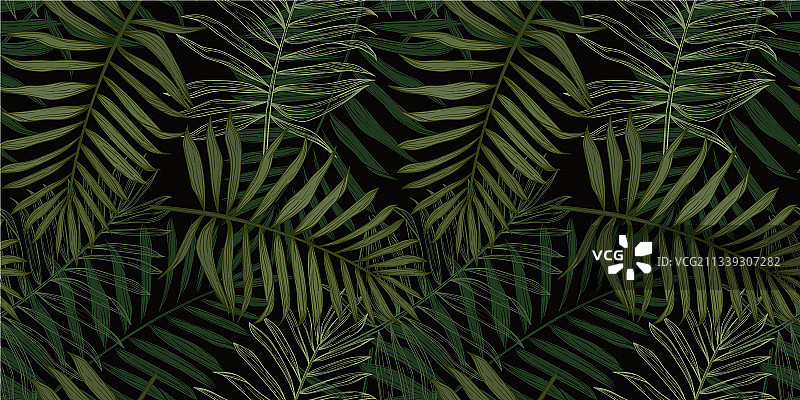 现代棕榈叶热带无缝图案图片素材