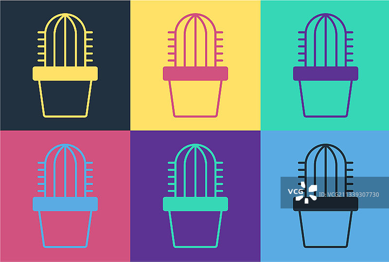 波普艺术：盆栽仙人球图标图片素材