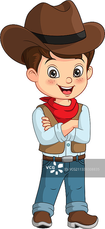 卡通可爱牛仔男孩图片素材