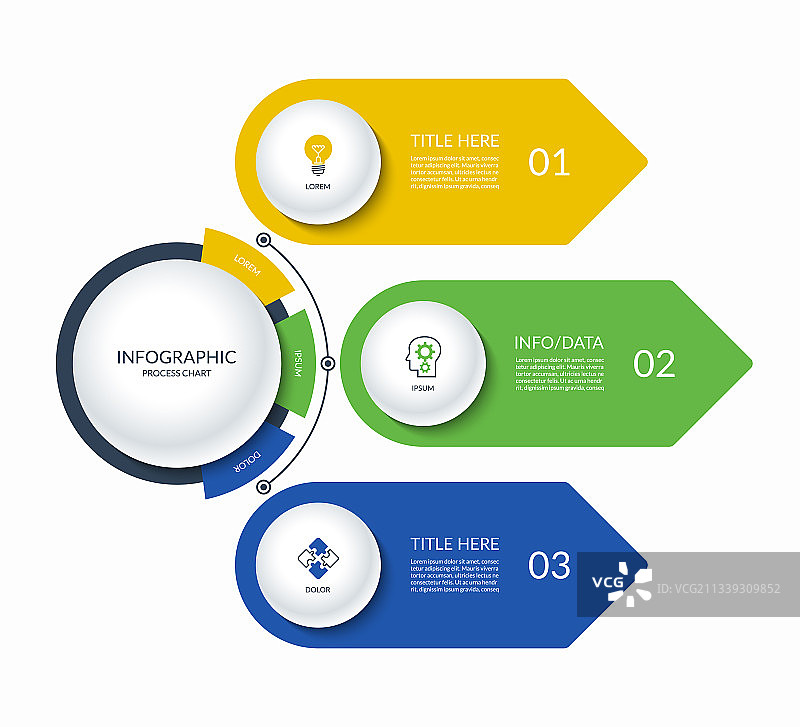 带有3个箭头的半圆信息图模板图片素材