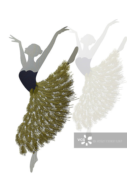 纯白背景上舞蹈的女孩儿图片素材