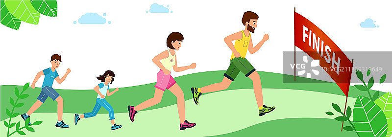 慢跑父亲的健康家庭生活图片素材