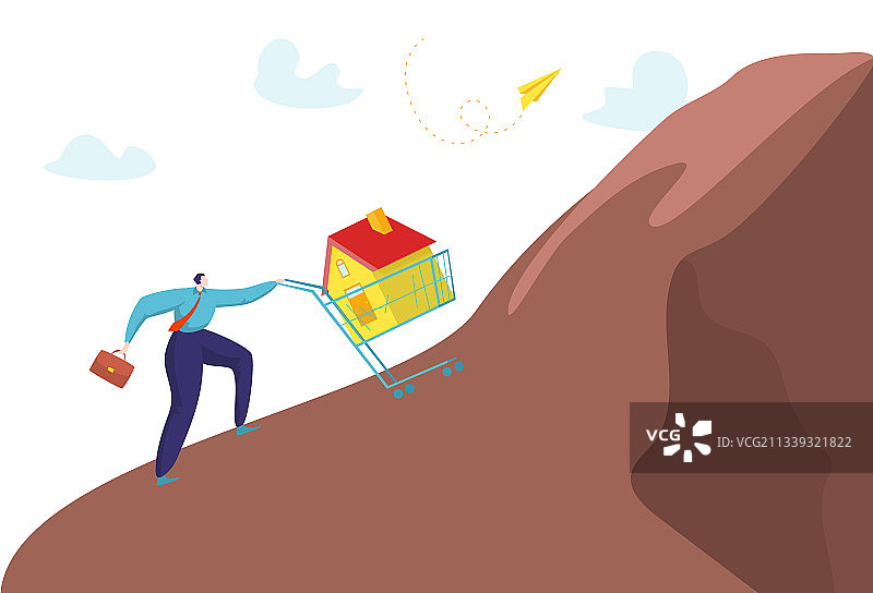 借款男性角色推购物车图片素材