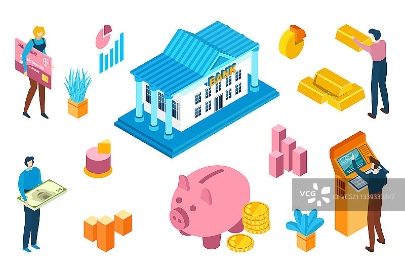 世界银行系统现代现金流金融图标图片素材